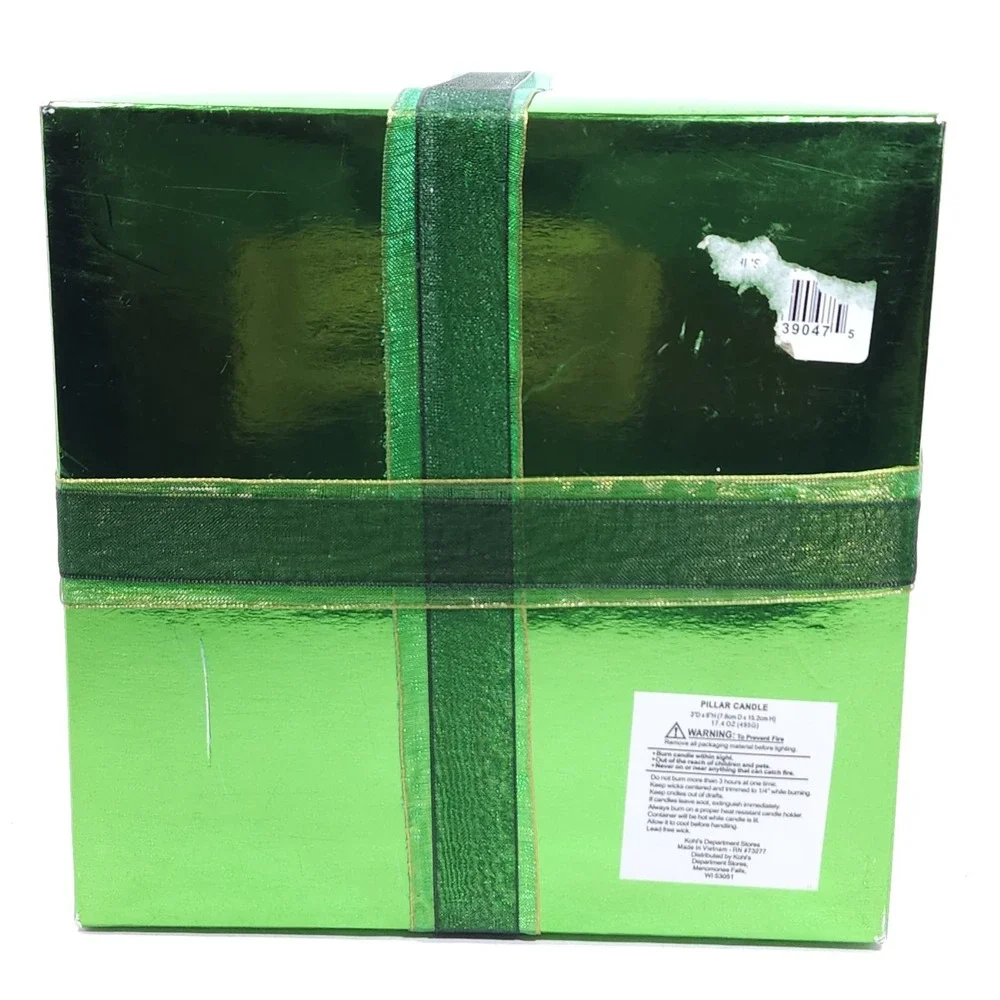 Kohl's Christmas Holiday Green‎ and Gold Pillar Candle Wreath Base New